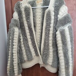 Cozy Gray and Cream Knit Jacket
